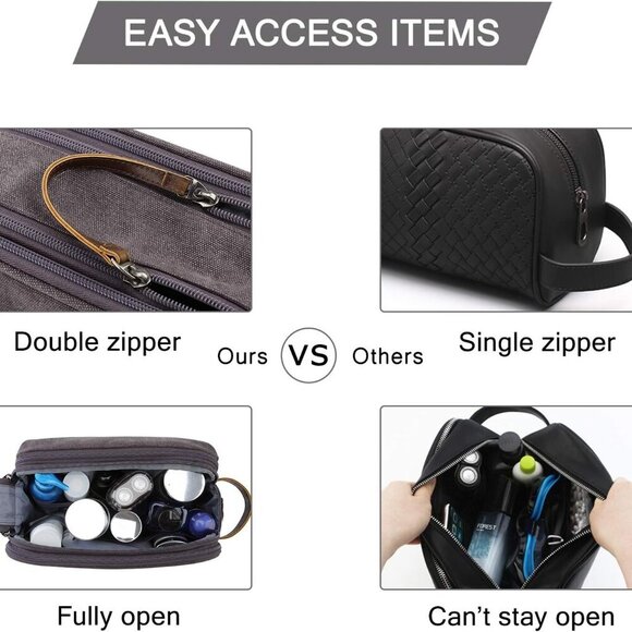 Toiletry Bag for Men, Canvas Travel Toiletry Organizer Dopp Kit Water-resistant - Picture 5 of 6